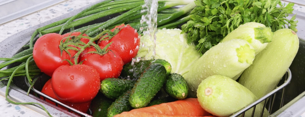 Veggies and fruits need to be washed in running water